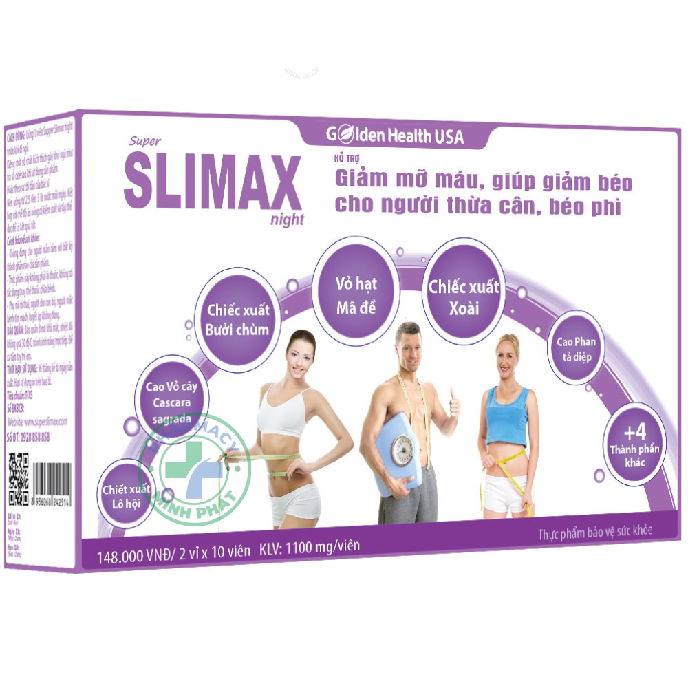 SUPER SLIMAX NIGHT - Giảm mỡ máu, giảm cân